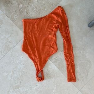 naked wardrobe bodysuit orange one shoulder